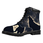 Full Moon Howling Wolf Print Work Boots