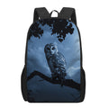 Full Moon Night Owl Print 17 Inch Backpack