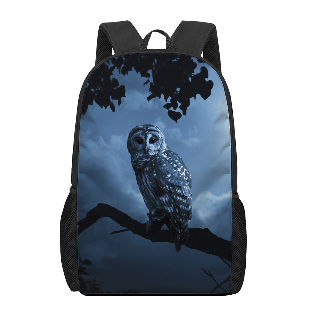 Full Moon Night Owl Print 17 Inch Backpack