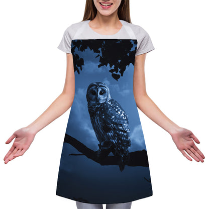 Full Moon Night Owl Print Adjustable Apron