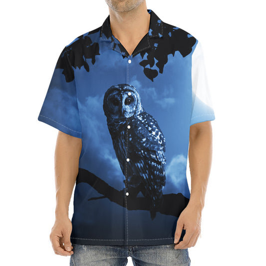 Full Moon Night Owl Print Aloha Shirt