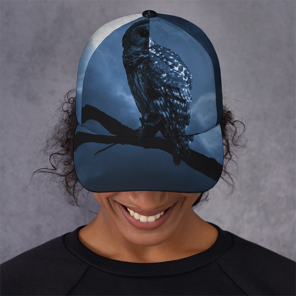Full Moon Night Owl Print Baseball Cap