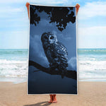 Full Moon Night Owl Print Beach Towel