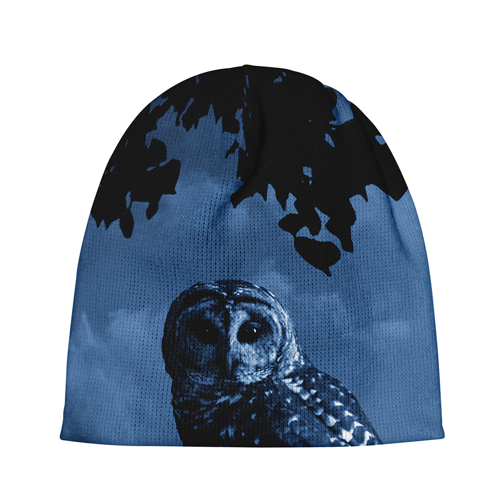 Full Moon Night Owl Print Beanie