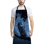 Full Moon Night Owl Print Bib Apron With Pocket