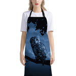 Full Moon Night Owl Print Bib Apron With Pocket