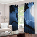 Full Moon Night Owl Print Dimout Grommet Curtains