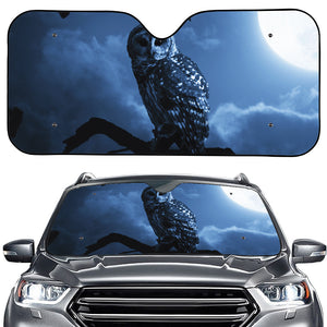 Full Moon Night Owl Print Car Windshield Sun Shade