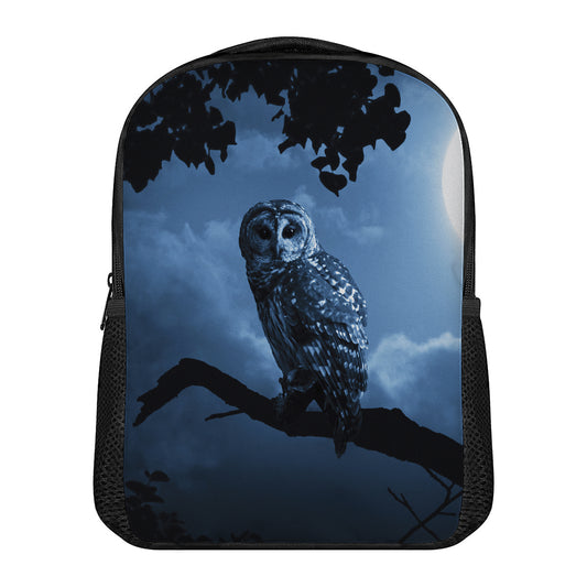 Full Moon Night Owl Print Casual Backpack