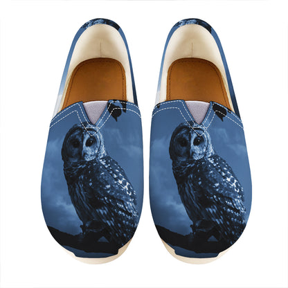 Full Moon Night Owl Print Casual Shoes