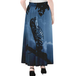 Full Moon Night Owl Print Chiffon Maxi Skirt
