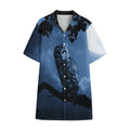 Full Moon Night Owl Print Cotton Hawaiian Shirt