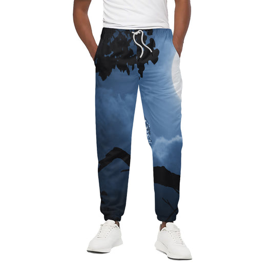 Full Moon Night Owl Print Cotton Pants