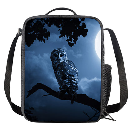 Full Moon Night Owl Print Crossbody Lunch Bag