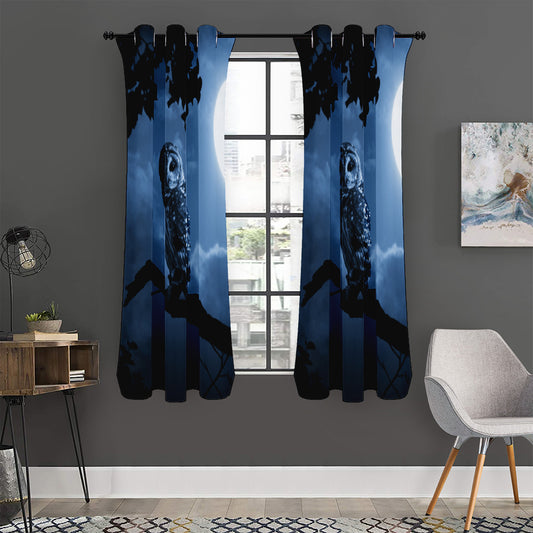 Full Moon Night Owl Print Curtain