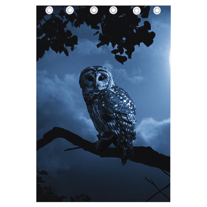 Full Moon Night Owl Print Curtain