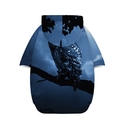 Full Moon Night Owl Print Dog Zip Up Hoodie