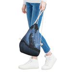 Full Moon Night Owl Print Drawstring Bag