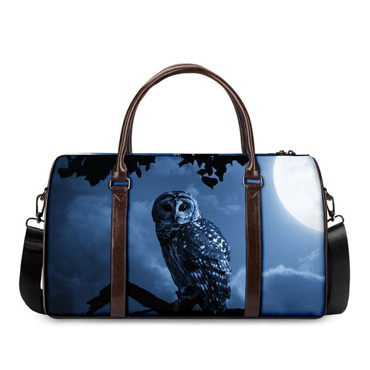 Full Moon Night Owl Print Duffle Bag