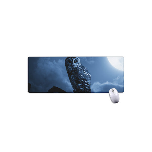 Full Moon Night Owl Print Extended Mouse Pad