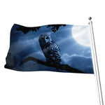 Full Moon Night Owl Print Flag