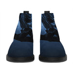 Full Moon Night Owl Print Flat Ankle Boots