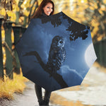 Full Moon Night Owl Print Foldable Umbrella