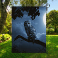 Full Moon Night Owl Print Garden Flag