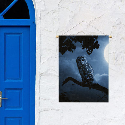 Full Moon Night Owl Print Garden Flag