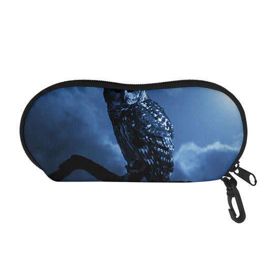 Full Moon Night Owl Print Glasses Case