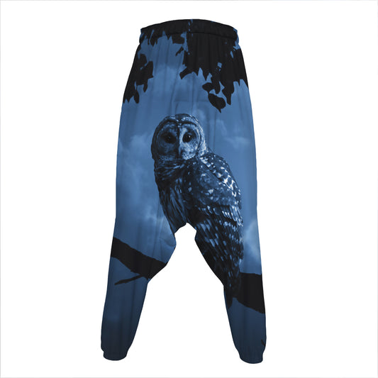 Full Moon Night Owl Print Hammer Pants
