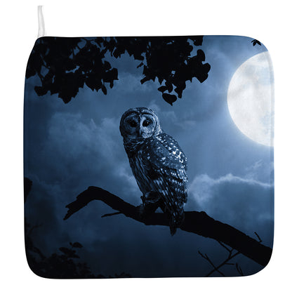 Full Moon Night Owl Print Hand Towel