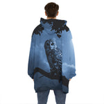 Full Moon Night Owl Print Hoodie Blanket