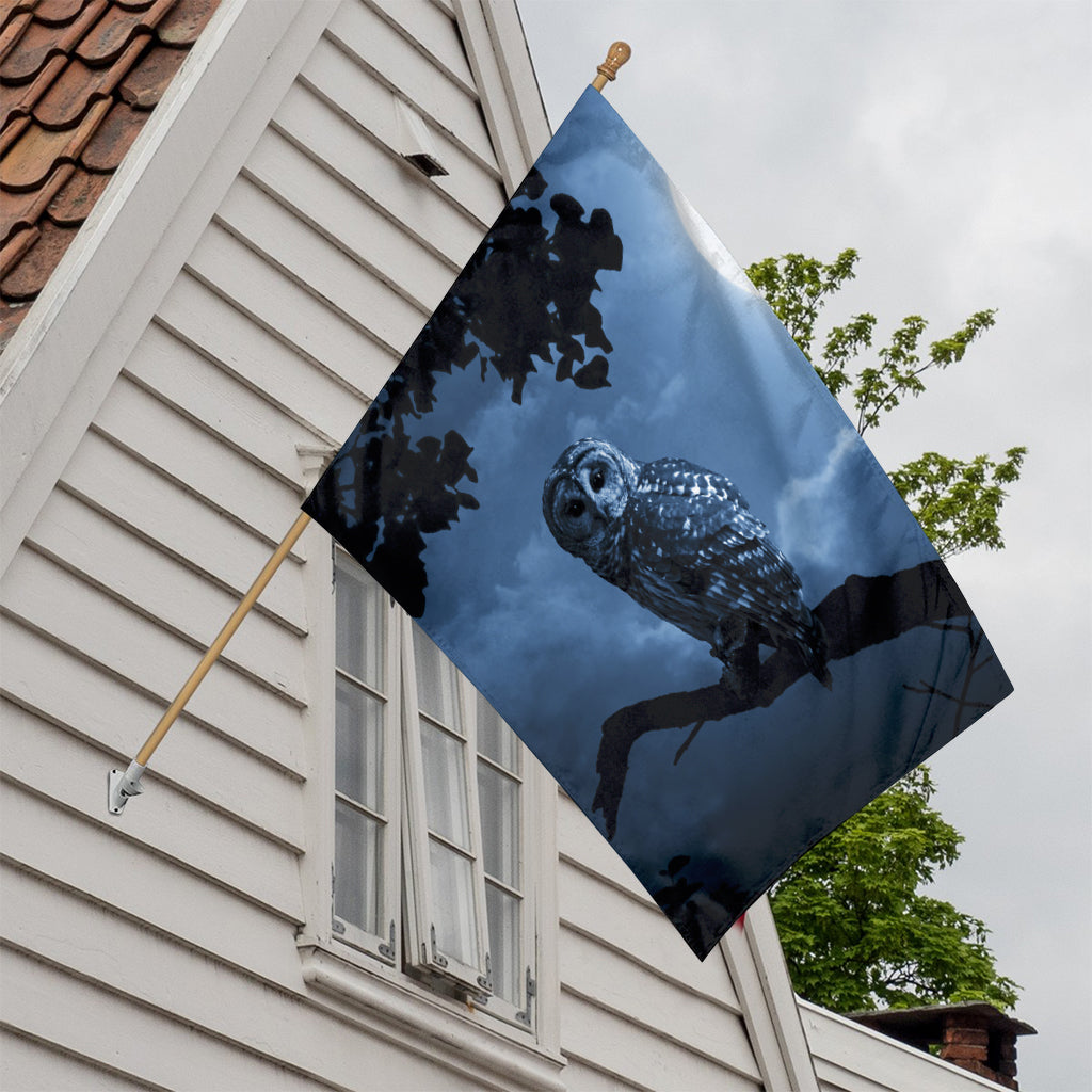 Full Moon Night Owl Print House Flag