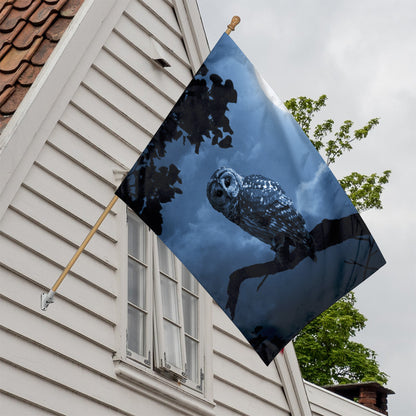 Full Moon Night Owl Print House Flag