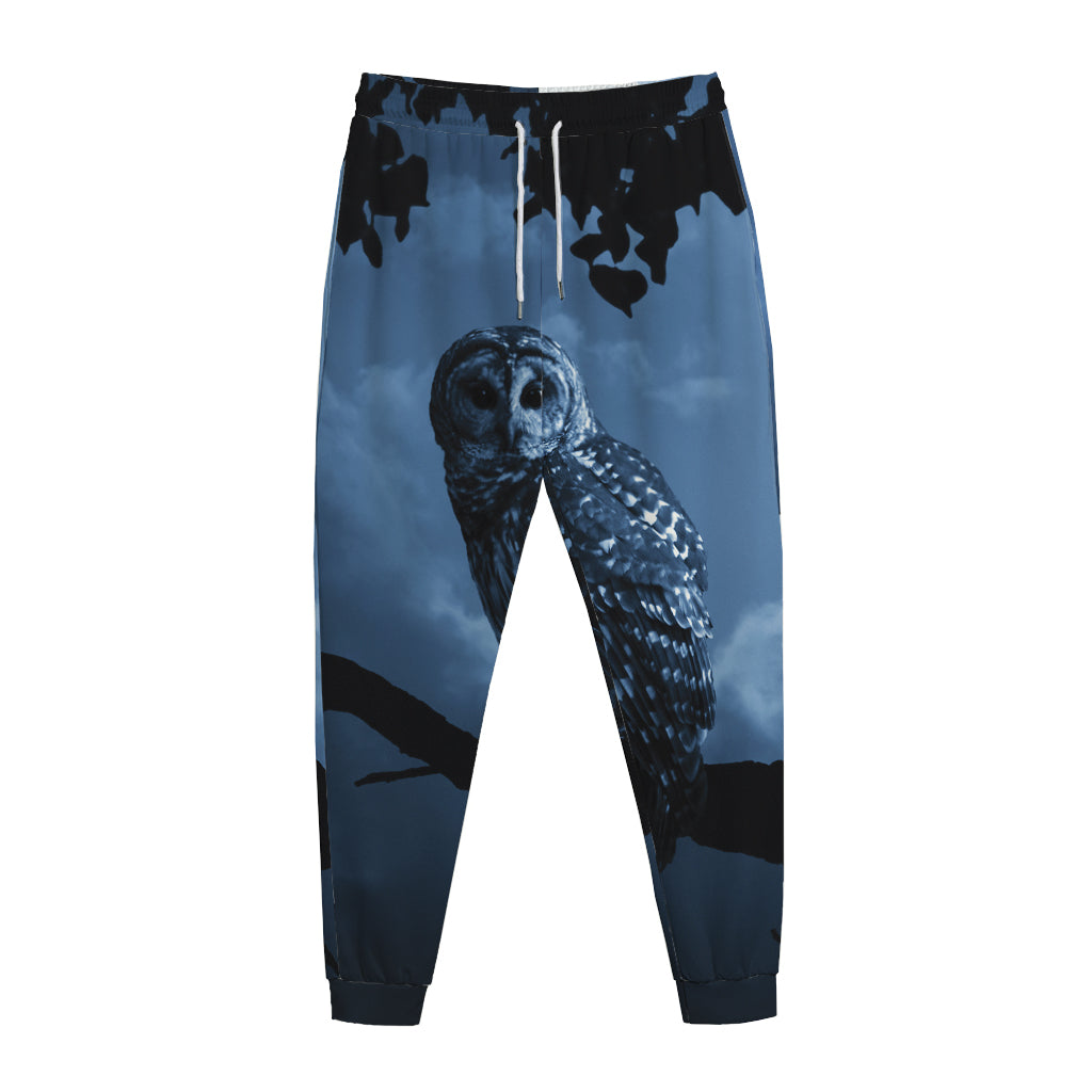 Full Moon Night Owl Print Jogger Pants