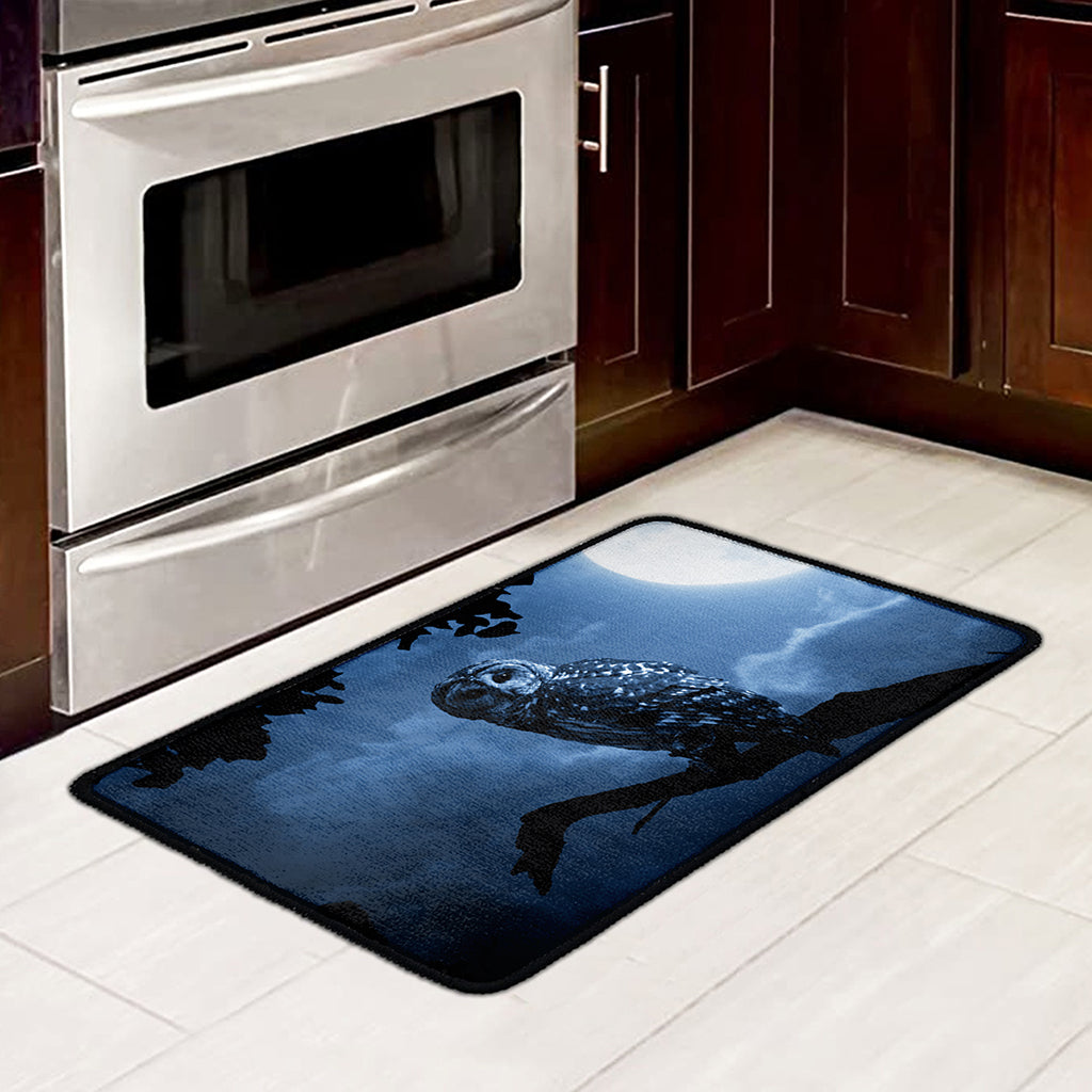 Full Moon Night Owl Print Kitchen Mat