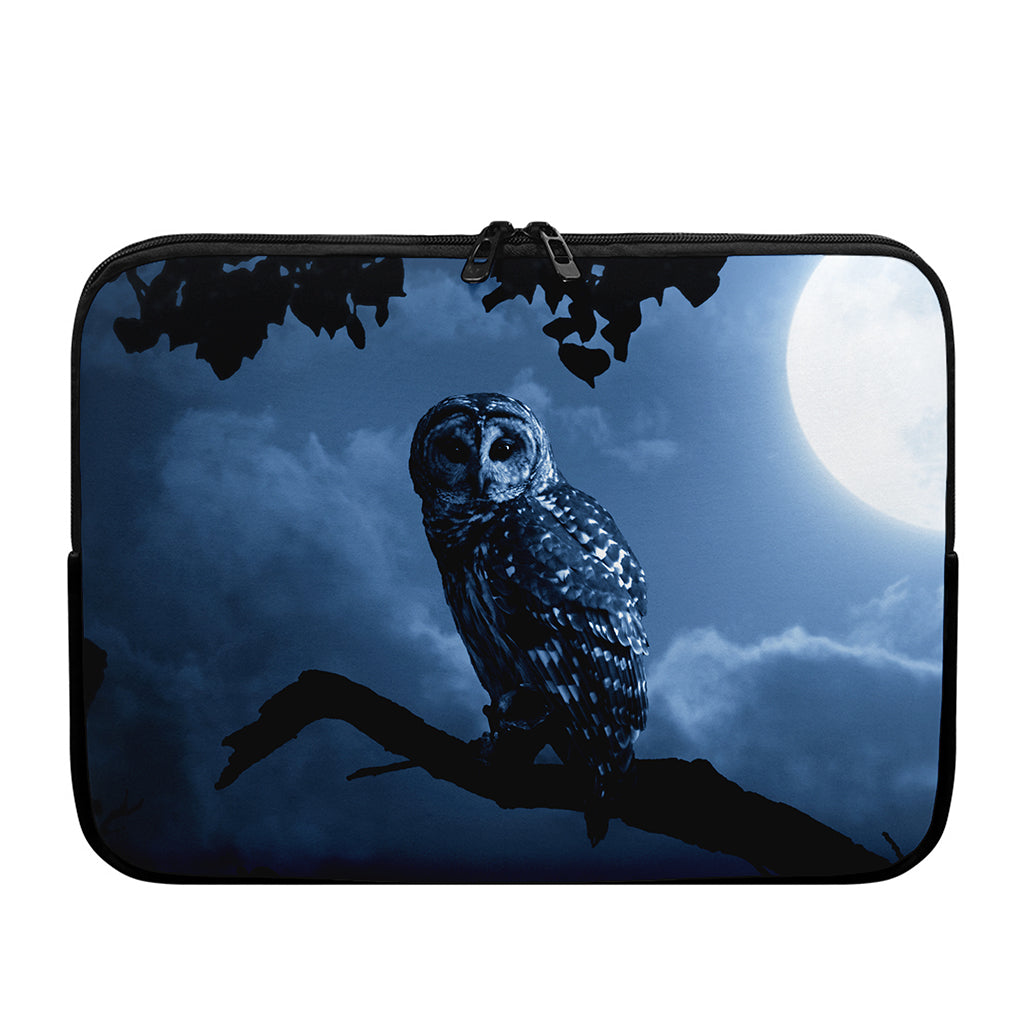 Full Moon Night Owl Print Laptop Sleeve