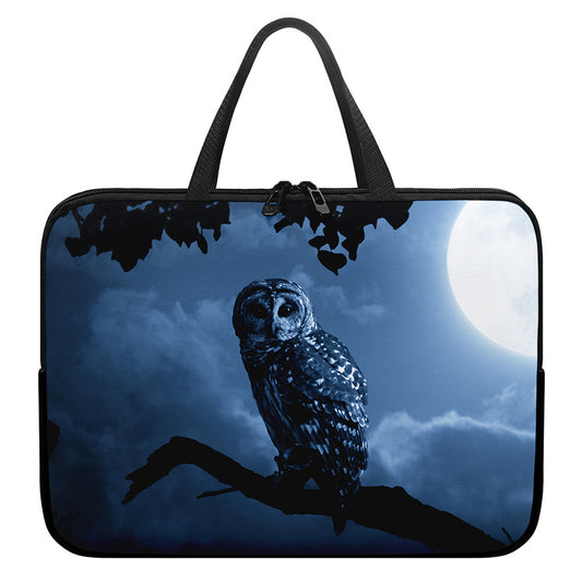 Full Moon Night Owl Print Laptop Sleeve With Handle