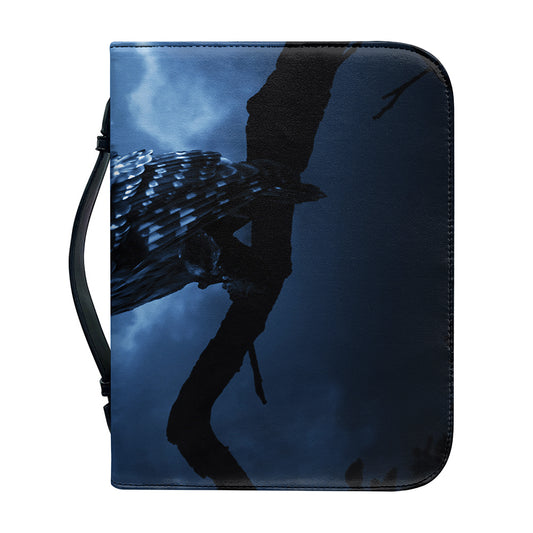 Full Moon Night Owl Print Leather Bible Cover