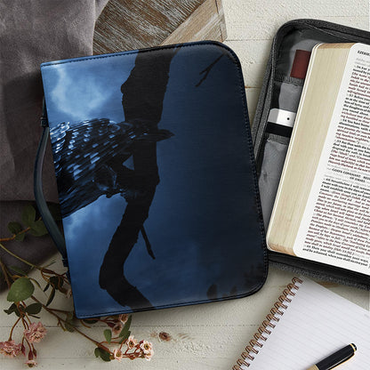 Full Moon Night Owl Print Leather Bible Cover