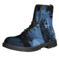 Full Moon Night Owl Print Lace-Up Boots