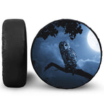 Full Moon Night Owl Print Leather Spare Tire Cover