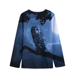 Full Moon Night Owl Print Long Sleeve Short Coat