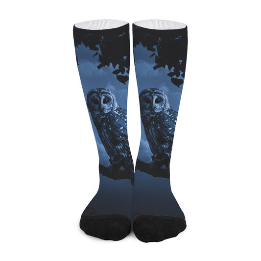 Full Moon Night Owl Print Long Socks