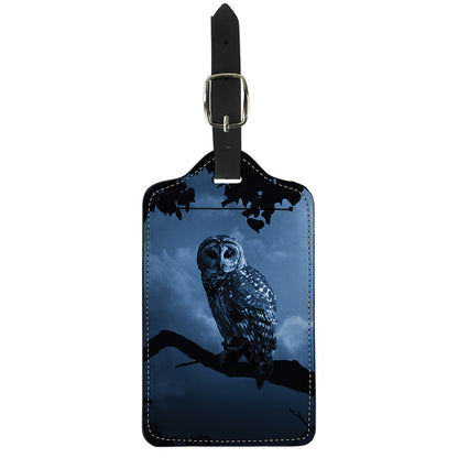 Full Moon Night Owl Print Luggage Tag