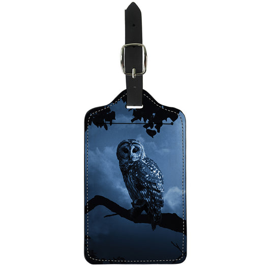Full Moon Night Owl Print Luggage Tag