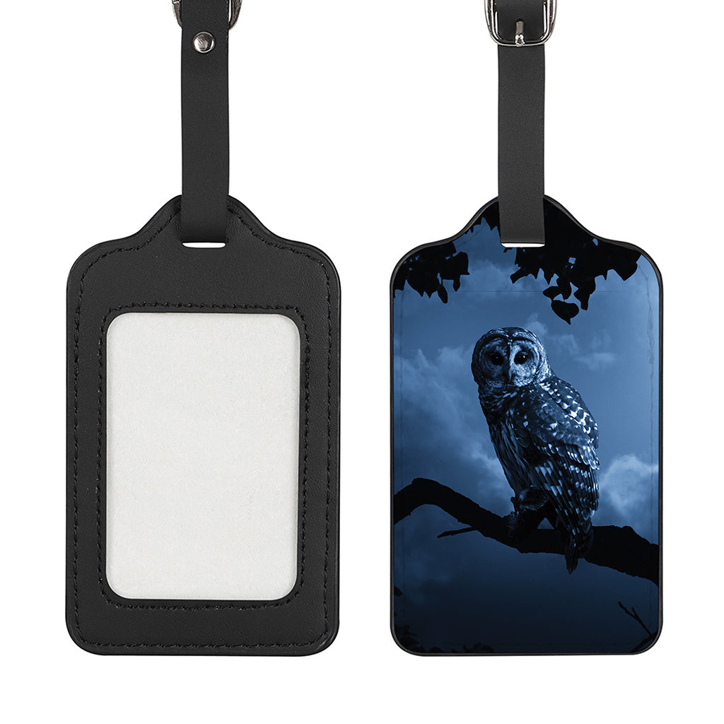Full Moon Night Owl Print Luggage Tag