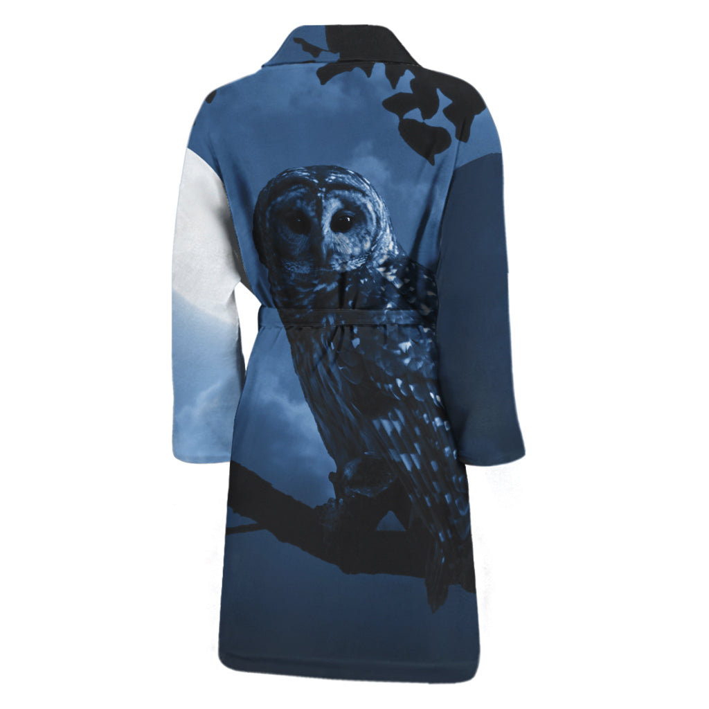 Full Moon Night Owl Print Men's Bathrobe