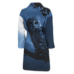 Full Moon Night Owl Print Men's Bathrobe